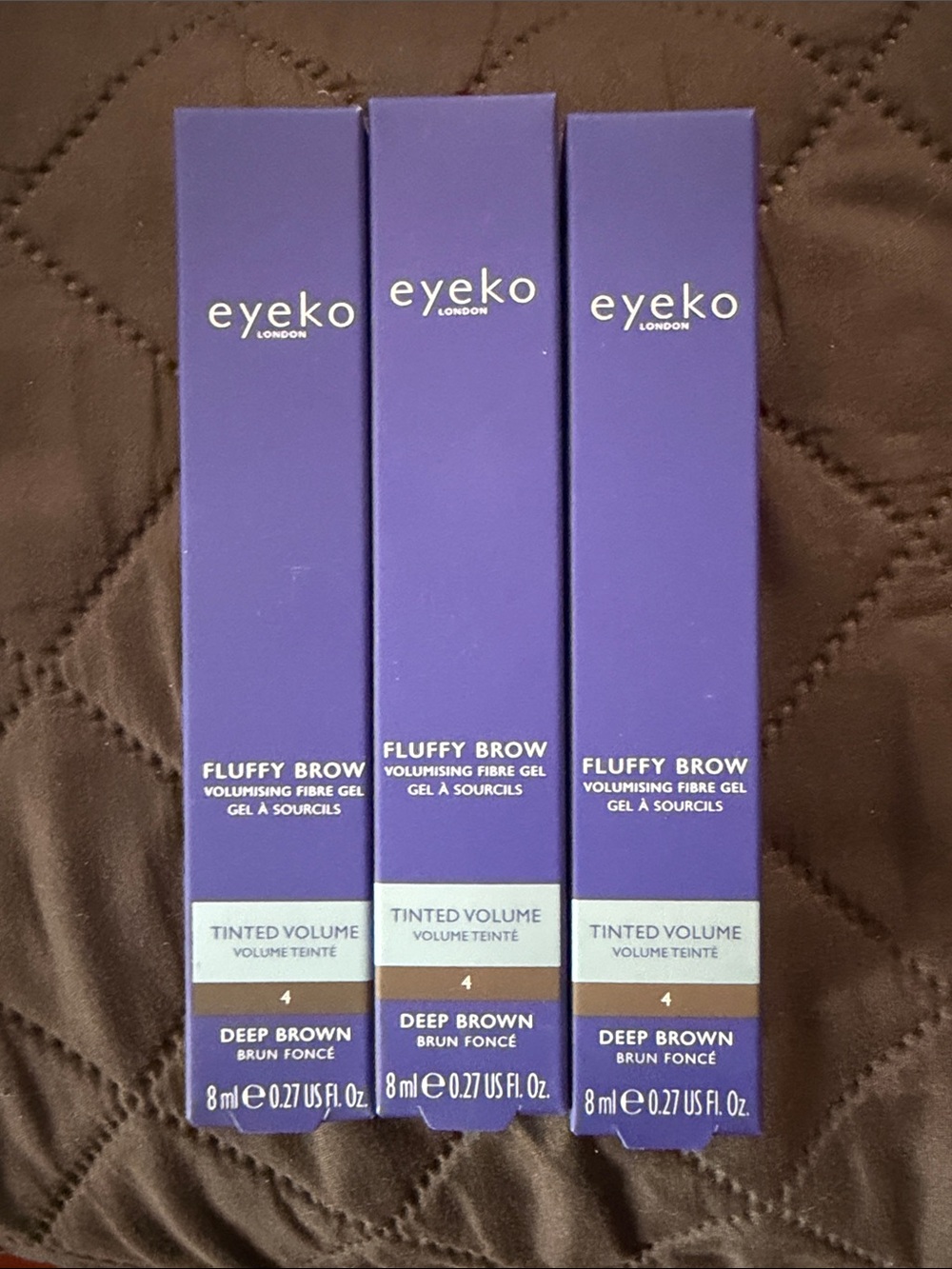 Eyeko Fluffy Brow Volumising Fibre Gel - Deep Brown in Purple Packaging